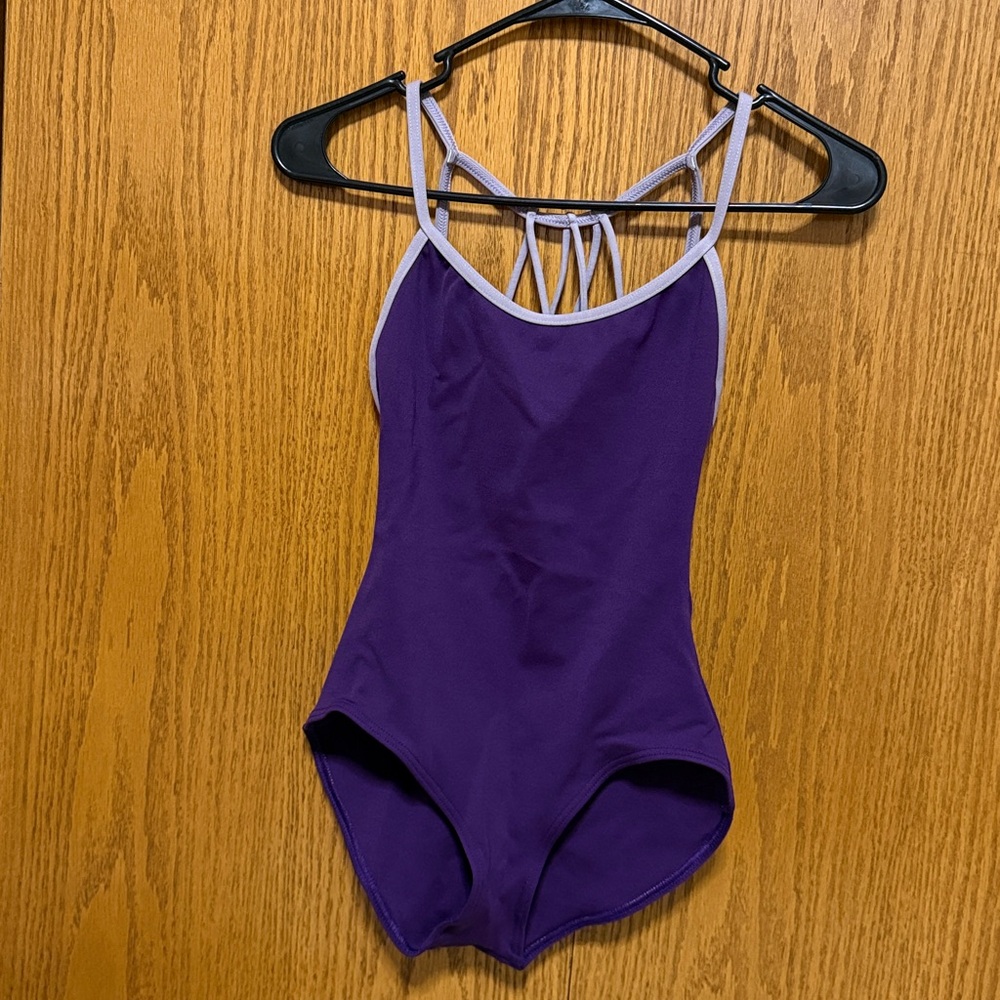 Capezio Leotard Dark Purple with Lilac Straps Size Small
